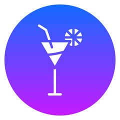 Gradient Glyph Cocktail Glass with Lemon Slice Square Icon