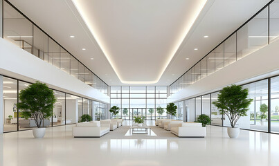 Fototapeta premium Modern Interior Design of Spacious Open Office Lobby Area