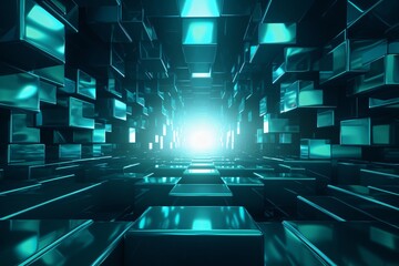 aqua geometric background combined with parallax style