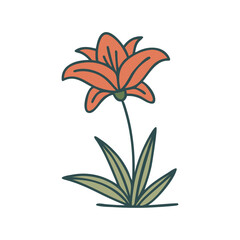 garden Blooming orange lily flower icon