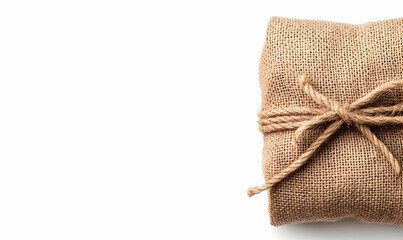 Rustic Wrapped Item with Twine on White Background for Styling