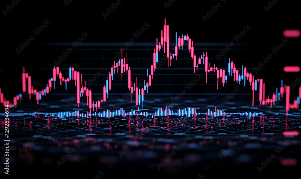 Poster abstract digital graph with colorful data points and lines