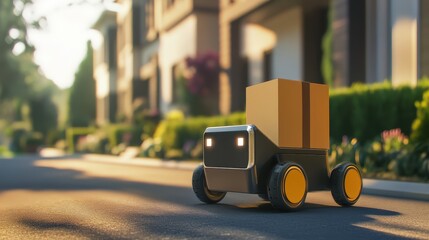 A package being delivered by a robotic courier