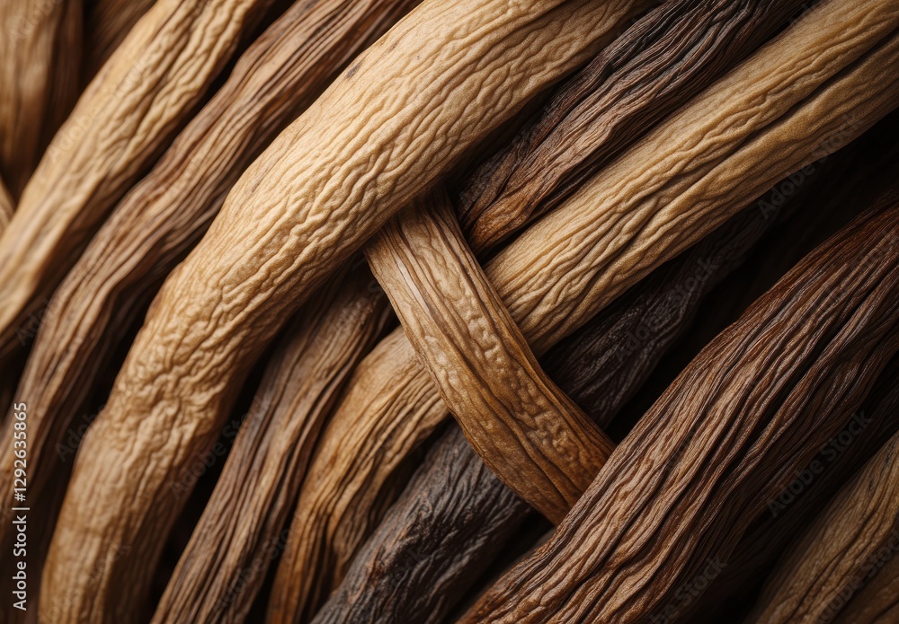 Poster natural textures of twisted plant fibers intertwined in earthy tones showing organic patterns and va