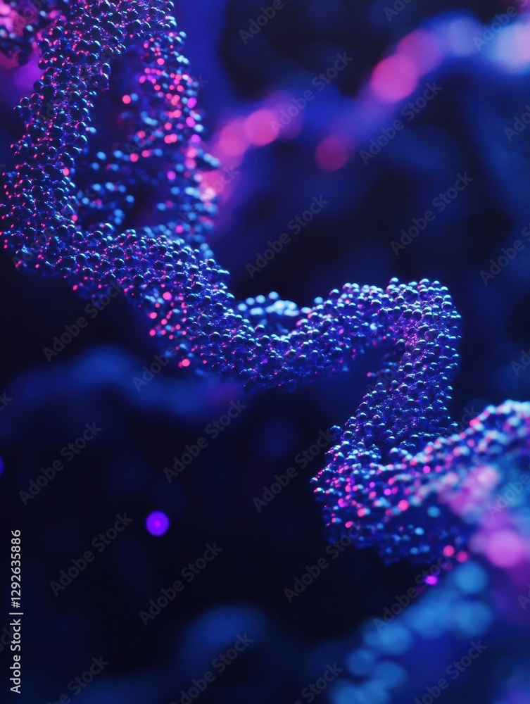 Poster abstract 3d rendering showcases intricate botulinum toxin molecules with vibrant colors and a dynami