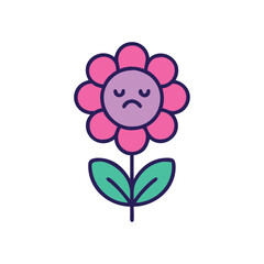 Mental Health Sad Flower Concept Icon