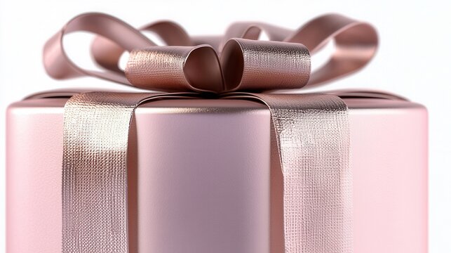Rose Gold Gift Box With Ribbon Bow