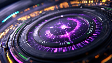 futuristic technology interface with vibrant purple elements
