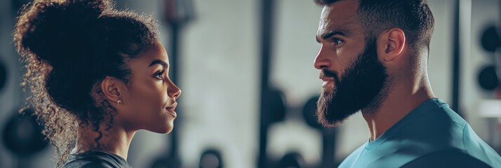 A personal trainer guiding a client through weightlifting