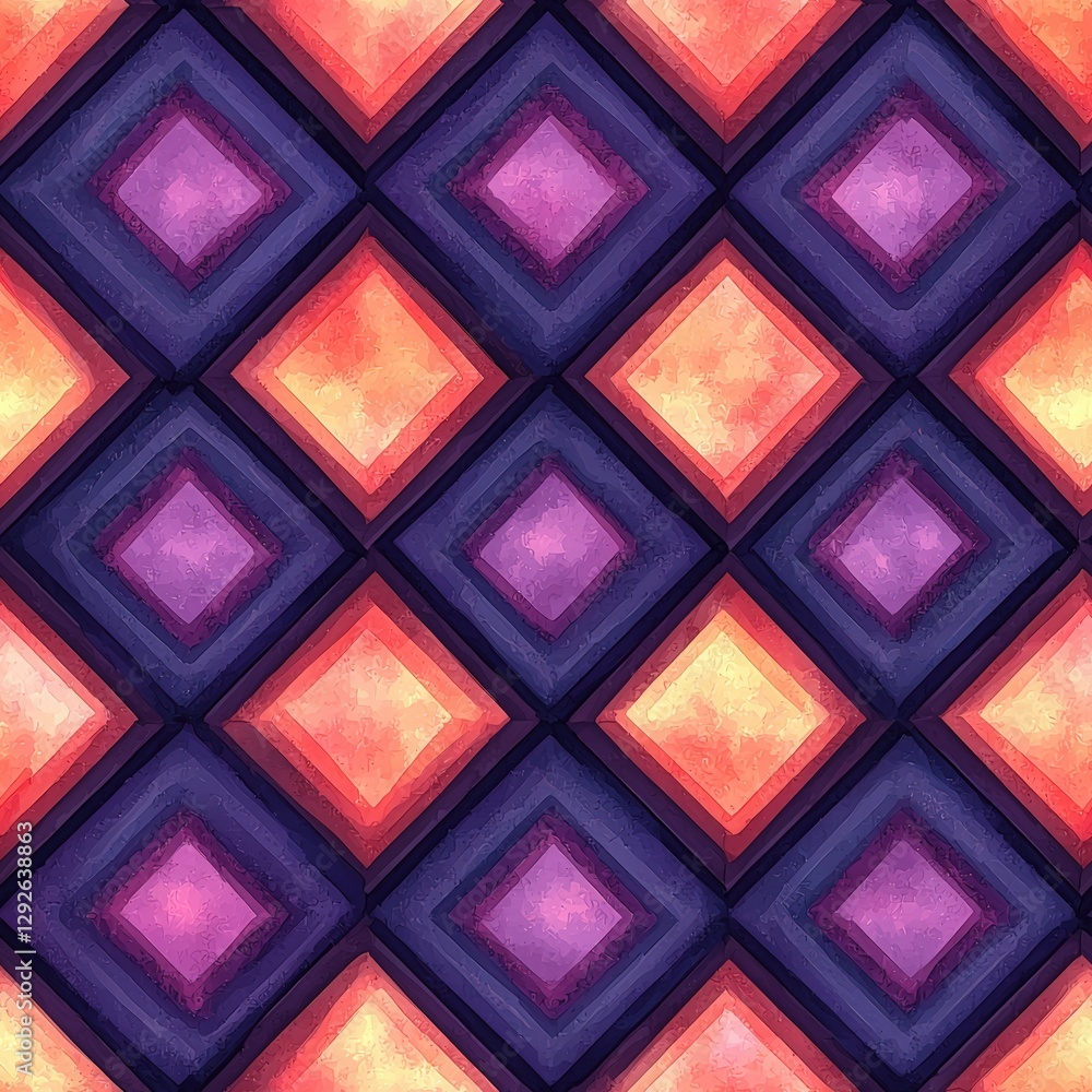 Poster vibrant and colorful geometric pattern featuring an array of shapes and dynamic color combinations