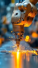 revolutionary robotic arm engaging in precision metal cutting process