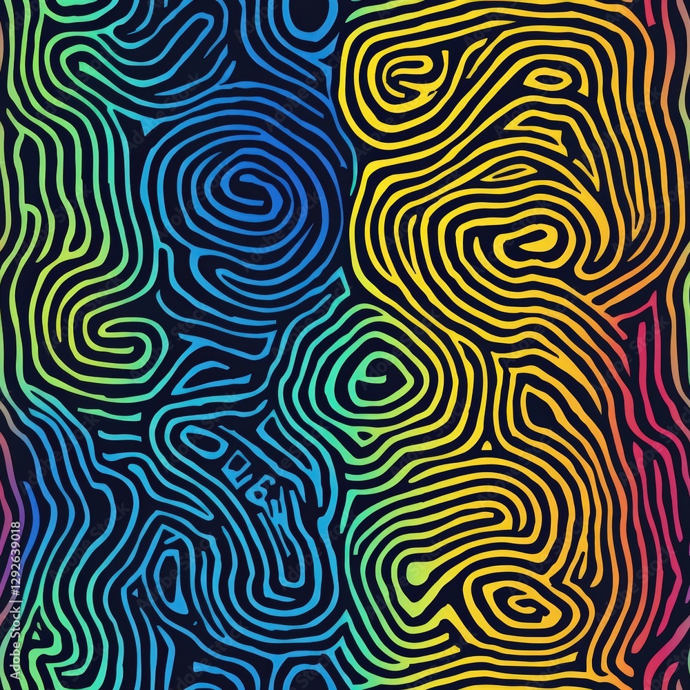 Poster engaging and bright colorful pattern with diverse elements creating a unique visual experience