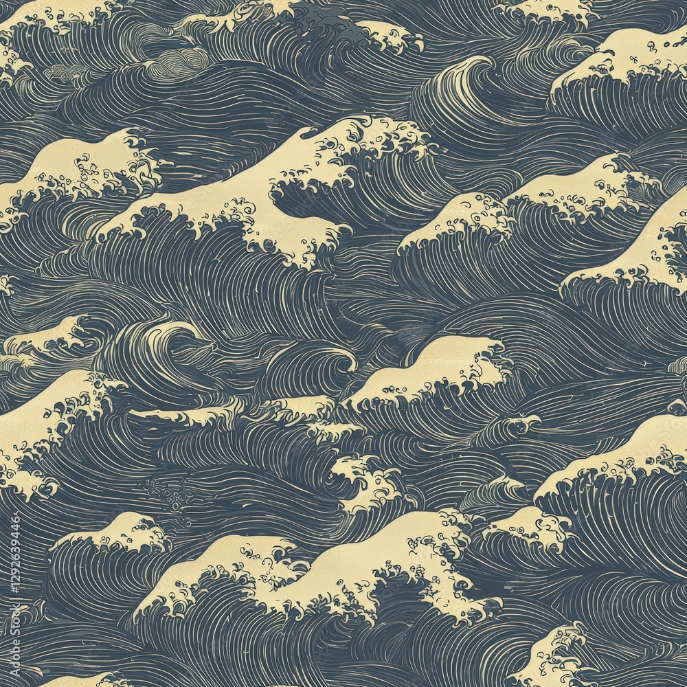 Poster Intricate wave pattern creating an aesthetic flow of lines and shapes in a fluid design concept