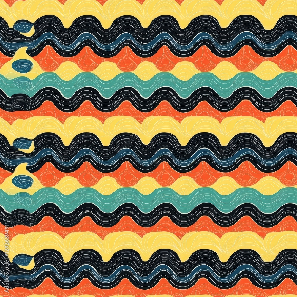 Poster captivating pattern featuring wavy waves flowing in a dynamic and engaging visual composition
