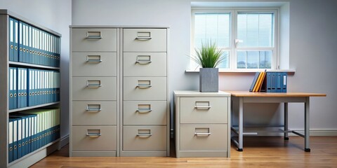 Organized filing cabinet in a quiet room, file organization system