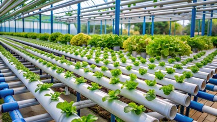 A hydroponic system with a nutrient-rich solution feeding plants through a network of tubes and pipes, providing optimal nutrients for healthy growth , hydroponics, soilless