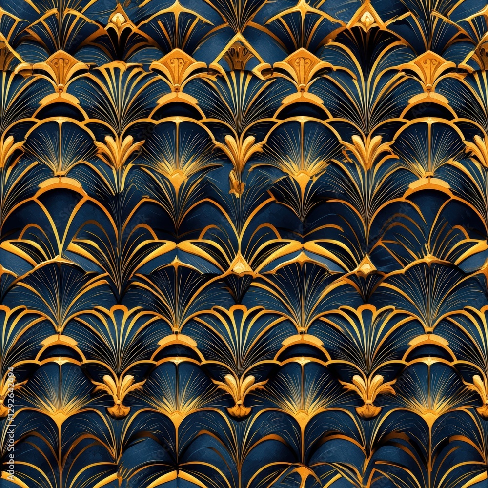 Poster eye-catching pattern featuring a combination of gold and blue creating a striking visual design