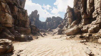 SunDrenched Canyon A Desolate Rocky Landscape