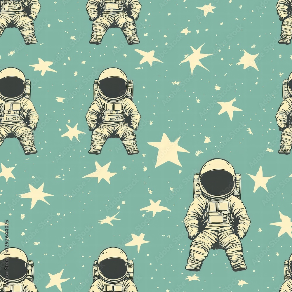 Poster astronaut floating alone in the vastness of space with stars twinkling in the infinite darkness