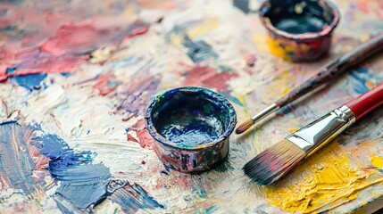 creative workspace with art supplies