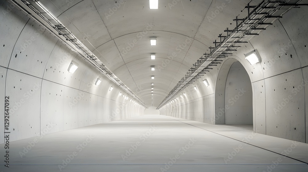 Fototapete 3d model showcasing the airflow dynamics and emergency escape routes in a railway tunnel during the 