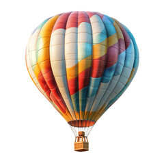 A Fluffy 3D Cartoon Hot Air Balloon with Colorful Glow Isolated on Transparent Background
