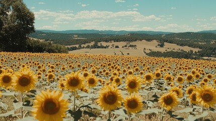 Obraz premium Sunflowers Field Summer Landscape Idyllic Rural Scenery