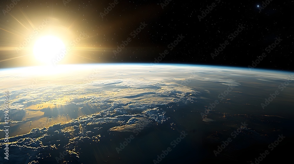 Poster 3D visualization of the exoplanet Proxima b orbiting the star Proxima Centauri highlighting its potential habitability zone and the possibility of extraterrestrial life