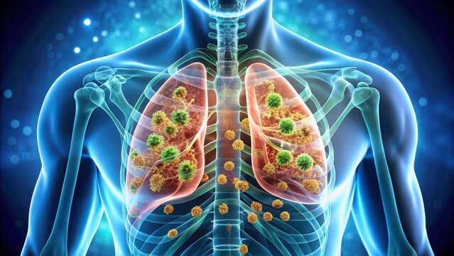 Cystic fibrosis lung cysts with mucus, respiratory health issue