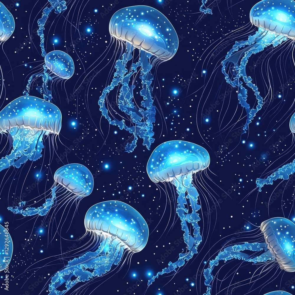Poster striking image of jellyfish in the ocean displaying mesmerizing patterns and graceful movements