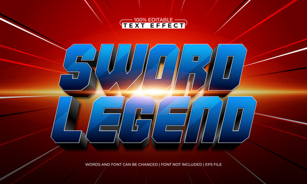 sword legend editable text effect with a knight and hero text style