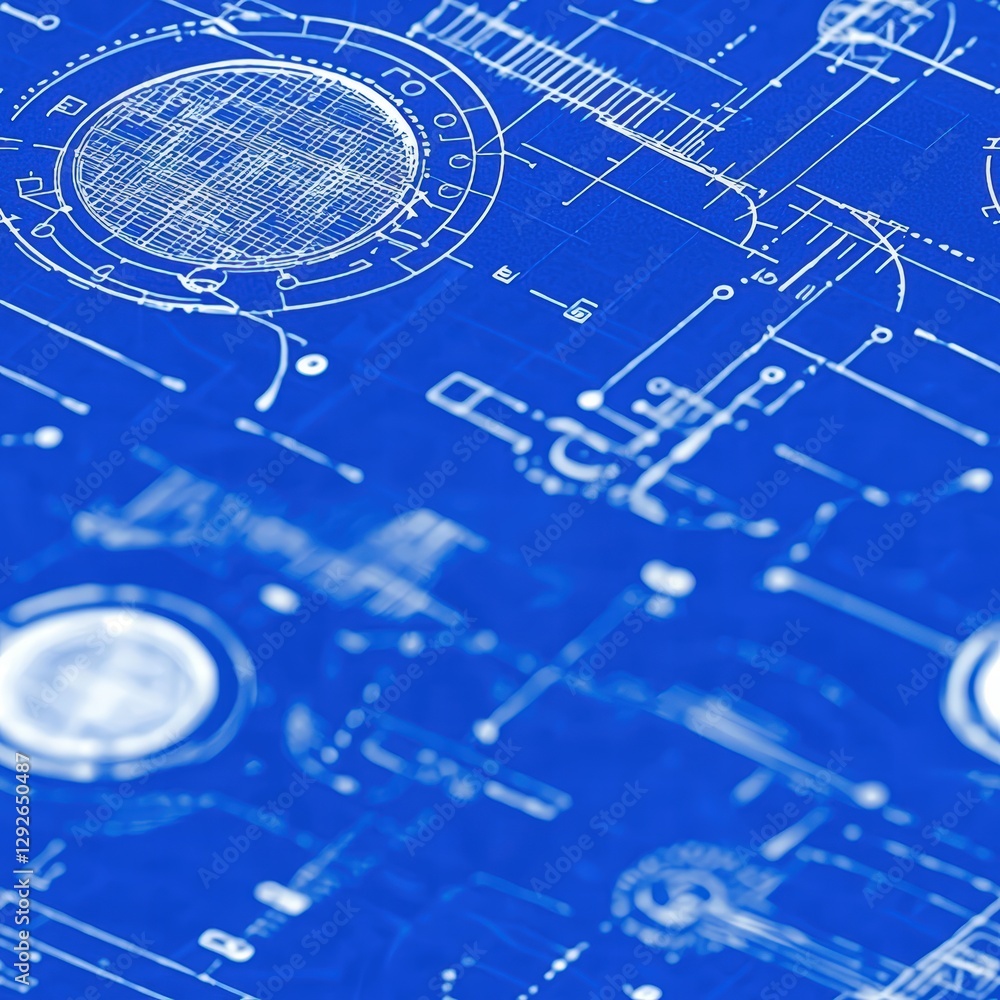Poster elegant blueprint background showcasing a harmonious blend of blue tones and geometric patterns