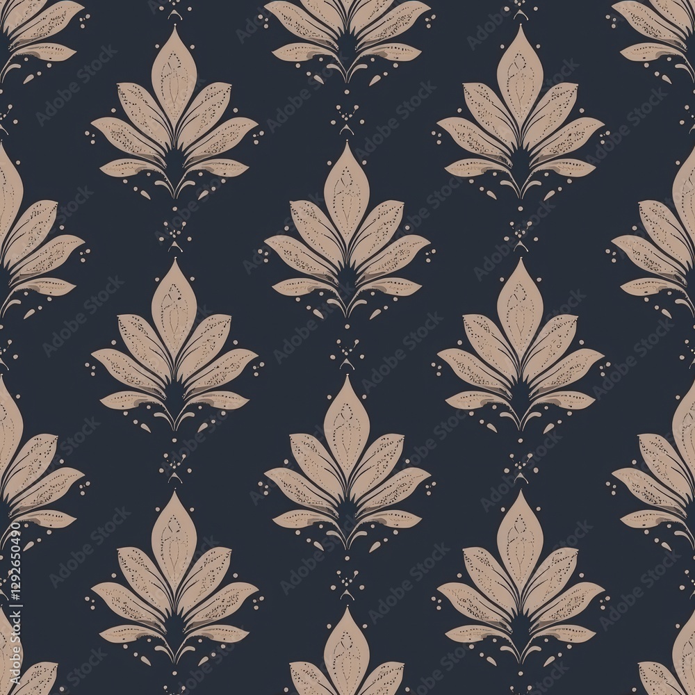Poster nature-inspired seam pattern featuring lush leaves in a repetitive arrangement on a soft background