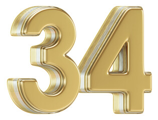 3D Glossy Red Number 34