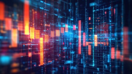 Abstract digital data visualization with vibrant colors and patterns representing technology trends