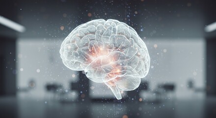 Luminescent Brain: A Glowing, Translucent Neural Network in an Office Setting