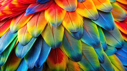 Obraz premium Colorful Parrot Feathers Close Up, bird species, natural history, bird species