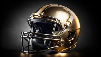 Fototapeta premium football helmet on black background with shiny golden details