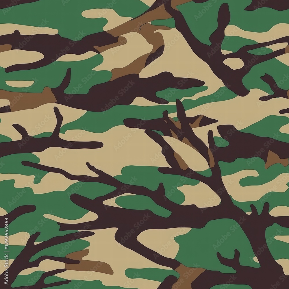 Poster abstract camouflage pattern in earthy tones creating a dynamic and engaging visual experience