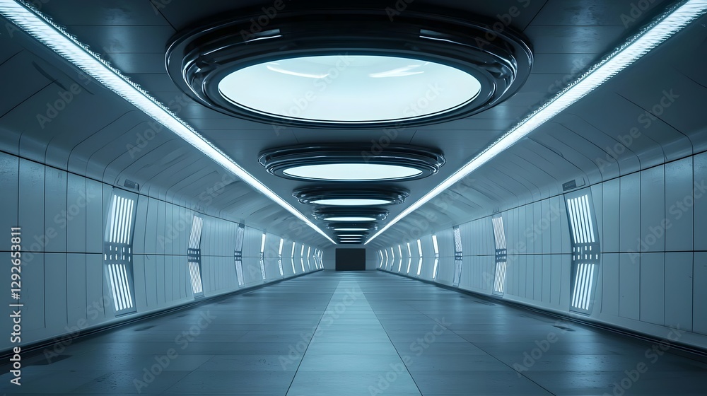 Aufkleber a photo of a futuristic alien transportation system featuring levitating platforms moving along lumi