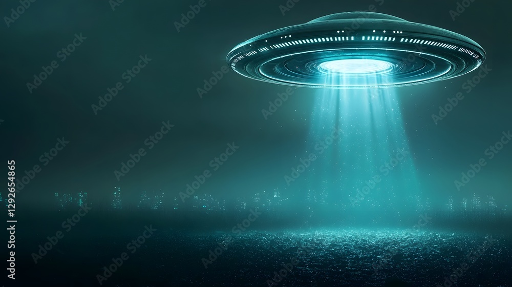 Leinwandbilder a photo of an alien cloaking device bending and distorting light around an advanced futuristic space