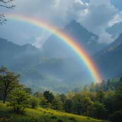 rainbow over the forest