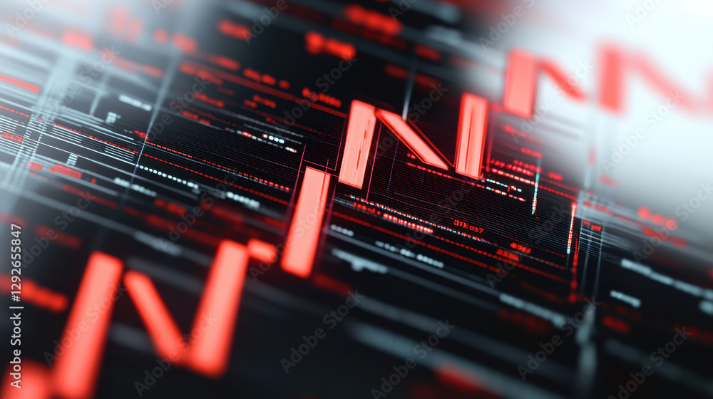 Poster red arrow pointing upward on a stock market graph with a white background