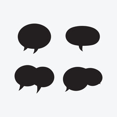 Speech bubble icon silhouette, black speech bubble shapes collection 