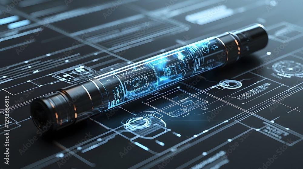 Poster a sleek and modern futuristic vape pen with holographic controls digital displays and a high tech in