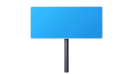 Fototapeta premium Blue blank sign on pole, suitable for customizable messages and advertisements isolated on transparent white background, clipping path