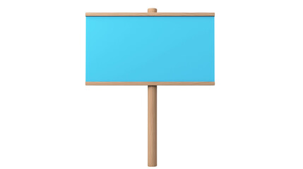 Obraz premium Blue blank sign on pole, suitable for customizable messages and advertisements isolated on transparent white background, clipping path