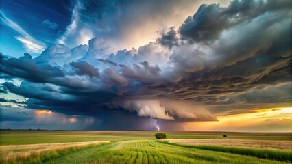 Thunderstorm illuminate vast field in Oklahoma, oklahoma, vast fields,  oklahoma