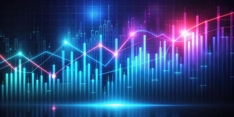 High-tech glowing forex chart with sleek lines and futuristic design, digital art, market, digital art