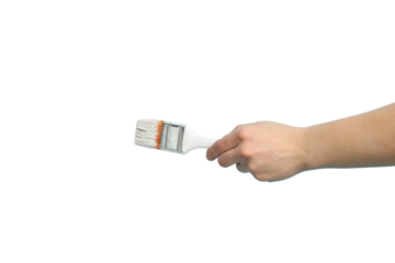 PNG, Paint, hand with paintbrush, isolated on white background
